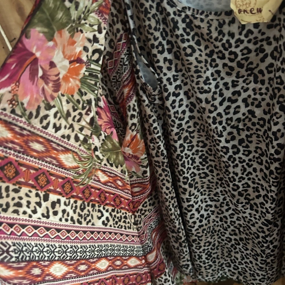 Nwt One World Kimono Floral & Cheetah Cardigan With Cheetah Tank Top Size S — image 4 of 8